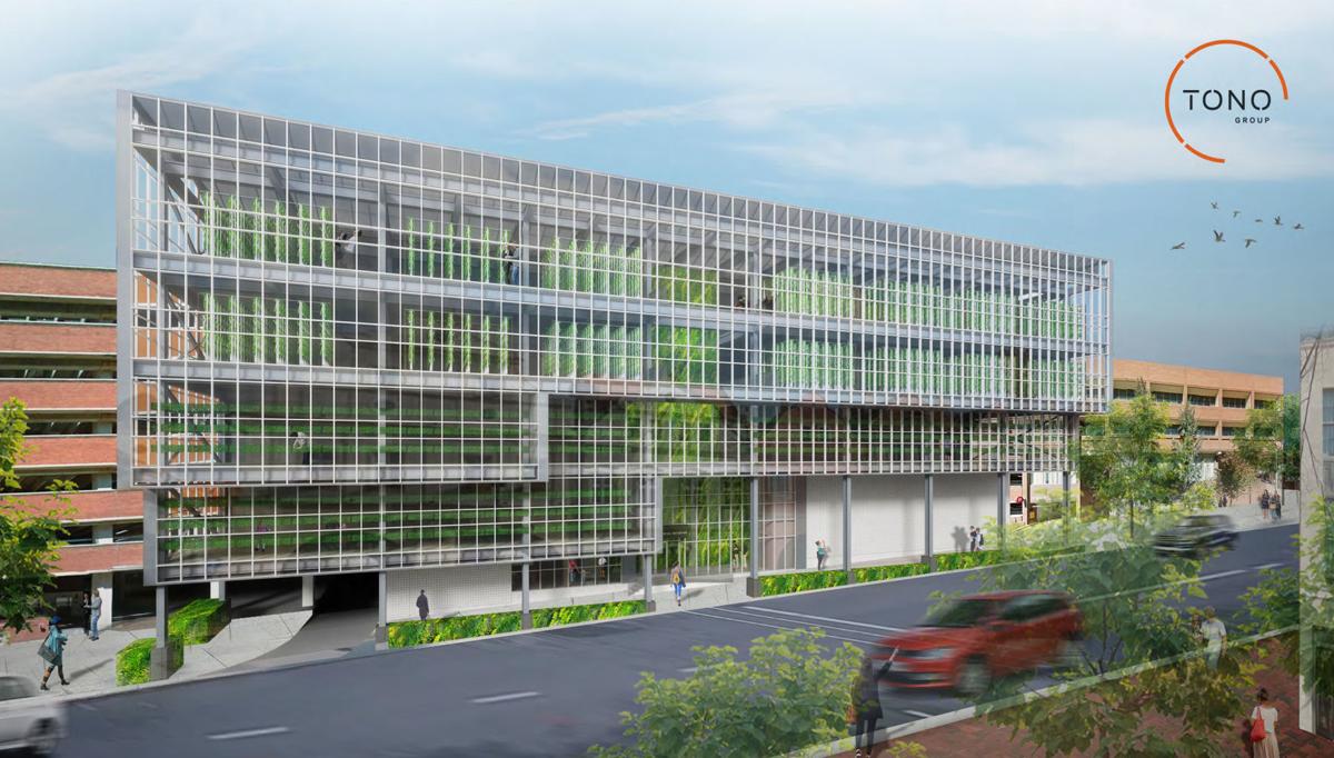 Vertical Greenhouse rendering Lancaster Parking Authority